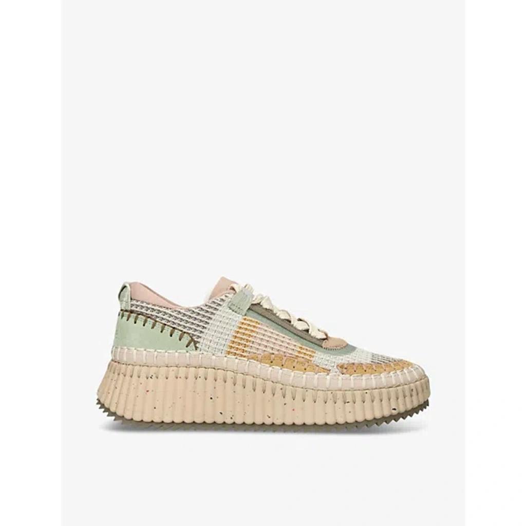 CHLOÉ Nama Stitch Walking Sneakers In Pale Green Product Image