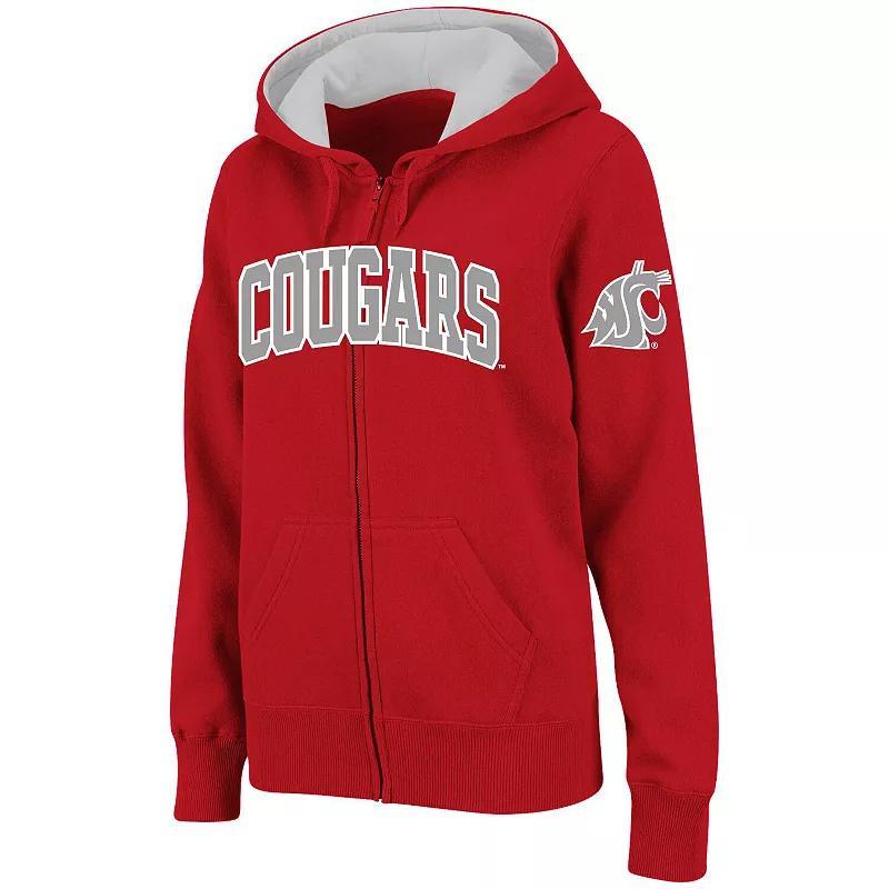 Womens Colosseum Crimson Washington State Cougars Arched Name Full-Zip Hoodie Product Image