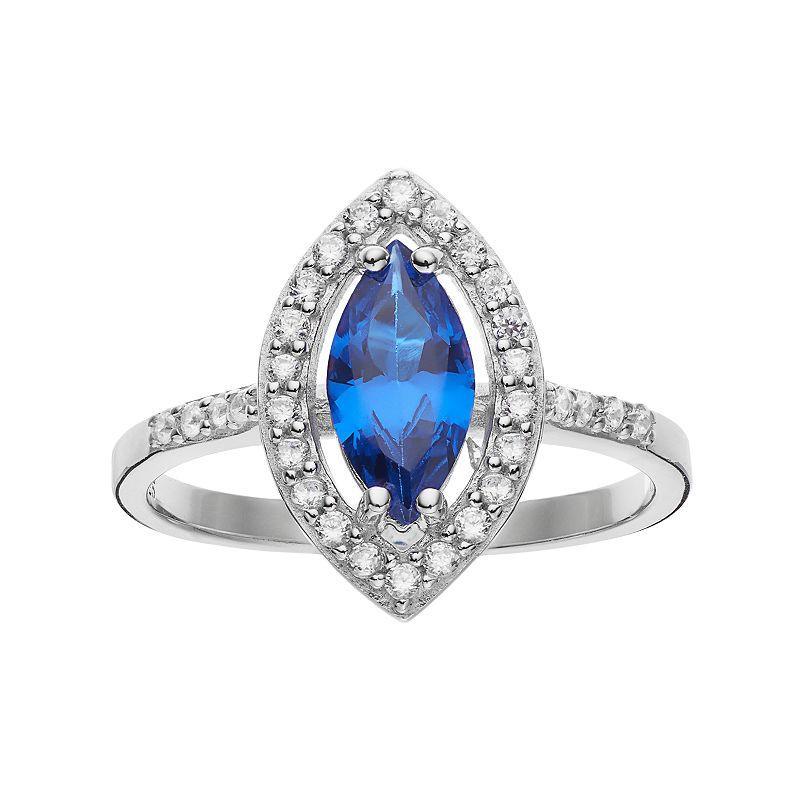 Sophie Miller Sterling Silver Lab-Created Blue Spinel & Cubic Zirconia Ring, Womens Product Image