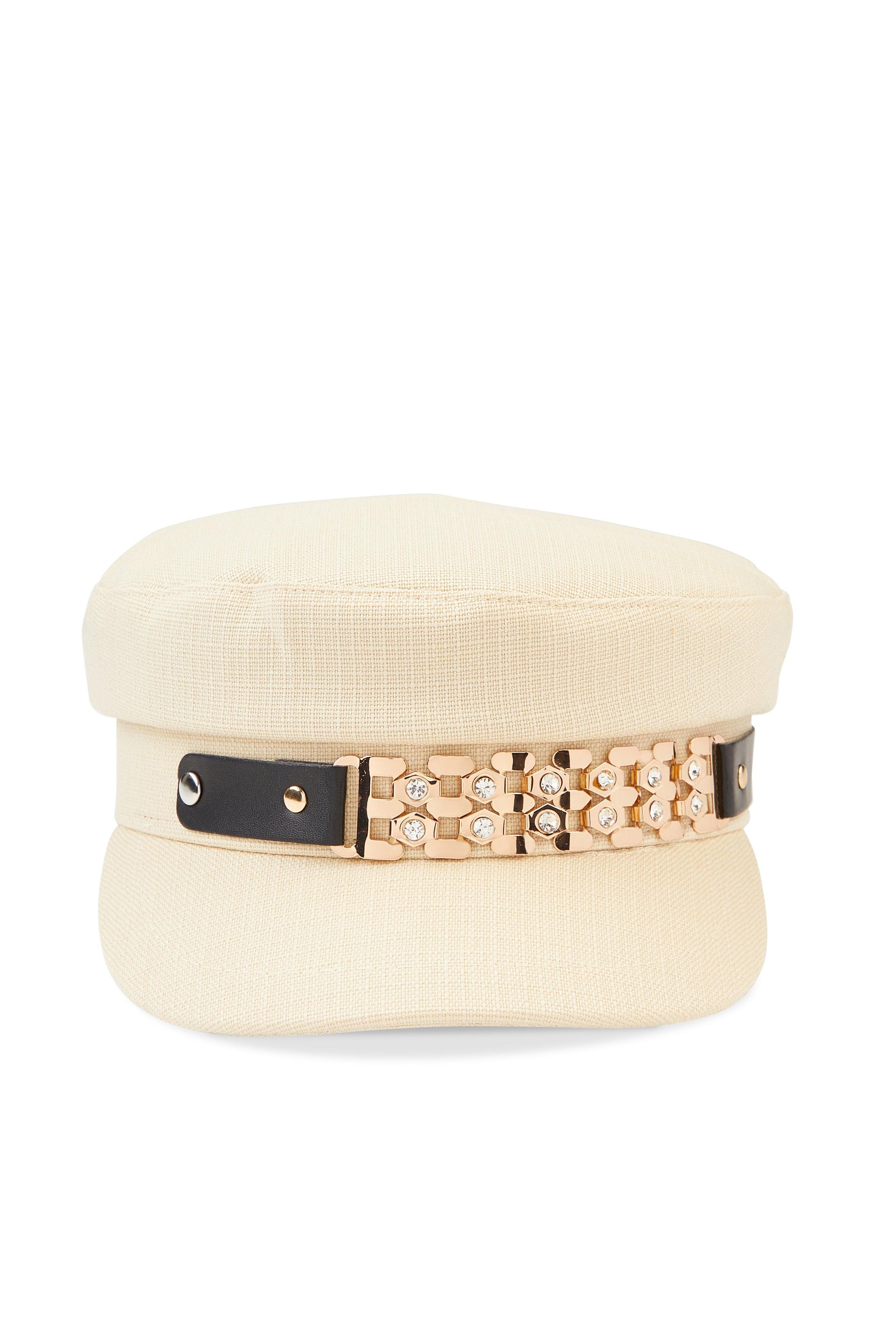 Metallic Rhinestone Detail Cabbie Hat Female Product Image