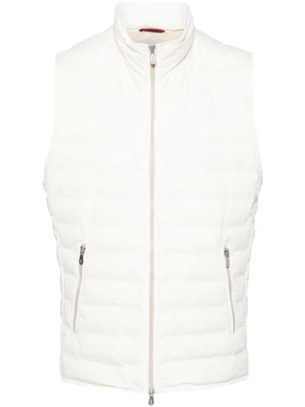 BRUNELLO CUCINELLI Zip-up Quilted Gilet In Cream Product Image