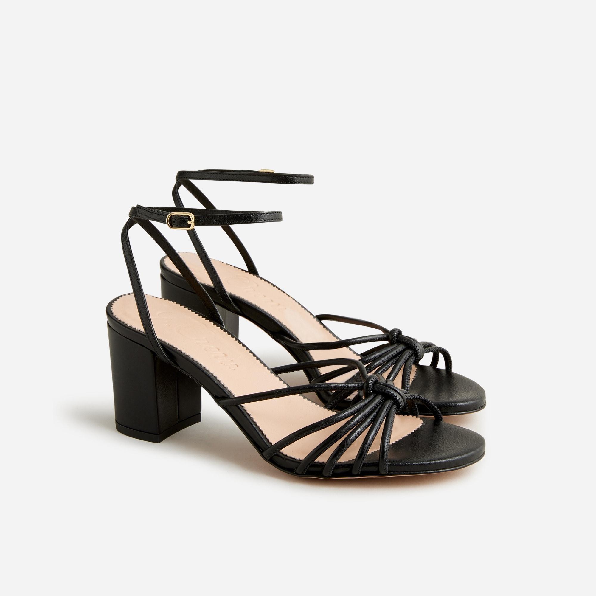 Lucie strappy block-heel sandals in Italian leather Product Image