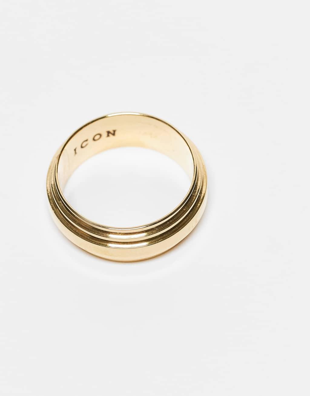 Icon Brand seventies city stainless steel deco band ring in gold Product Image