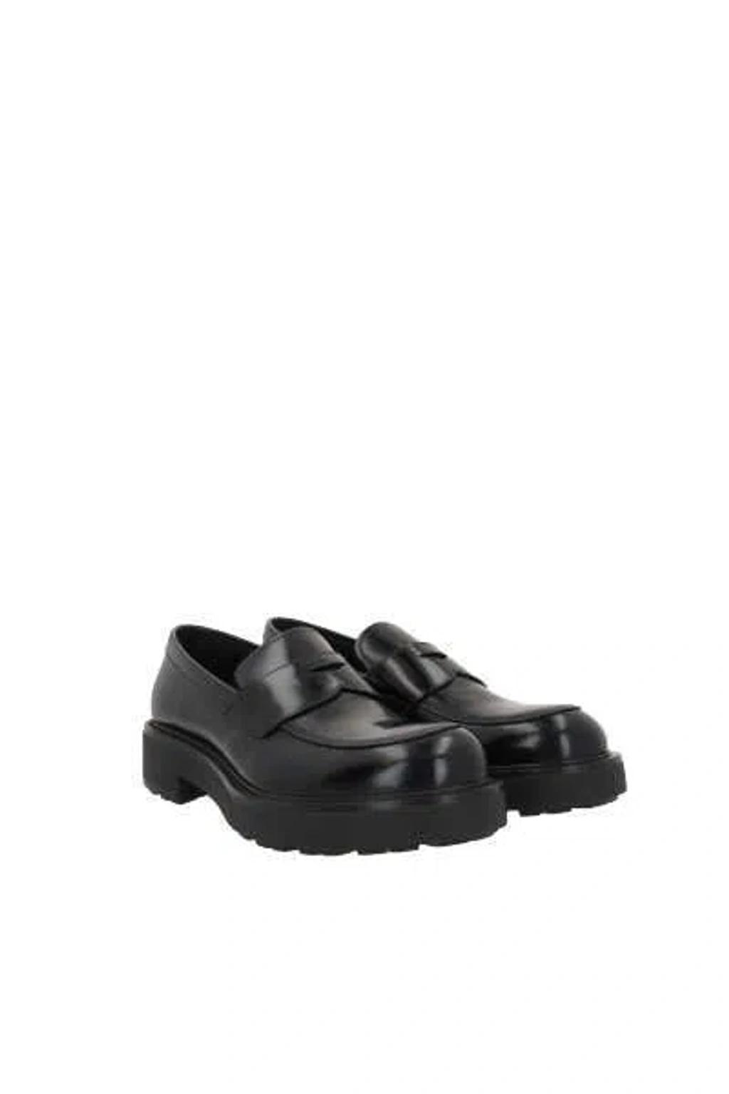 PRADA Black Leather Loafers Product Image