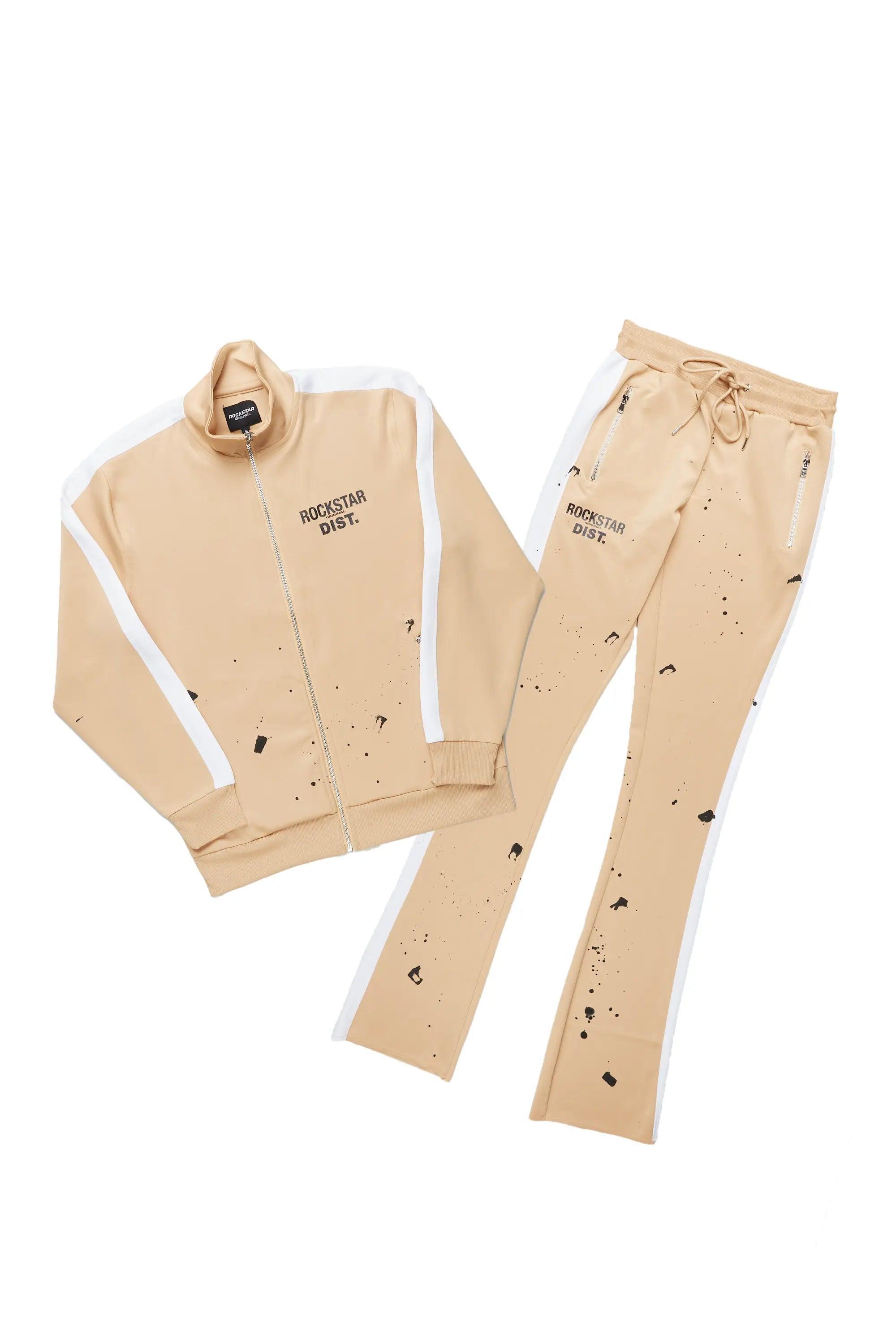 Raffer Beige Tricot Slim Fit Track Set Male Product Image