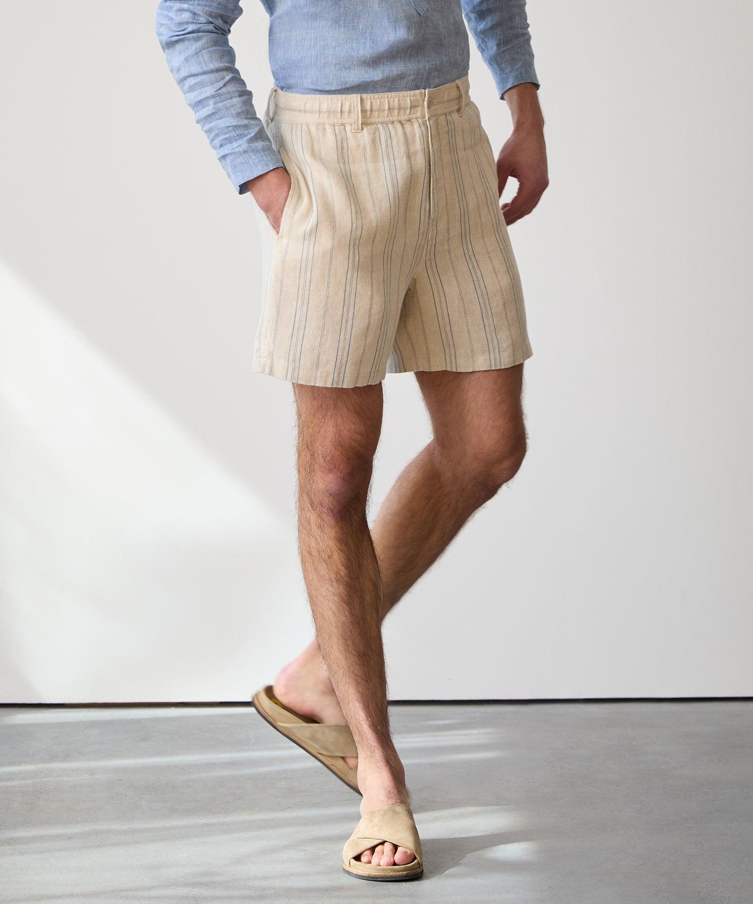 5" Linen Beachcomber Short in Cream Stripe Product Image