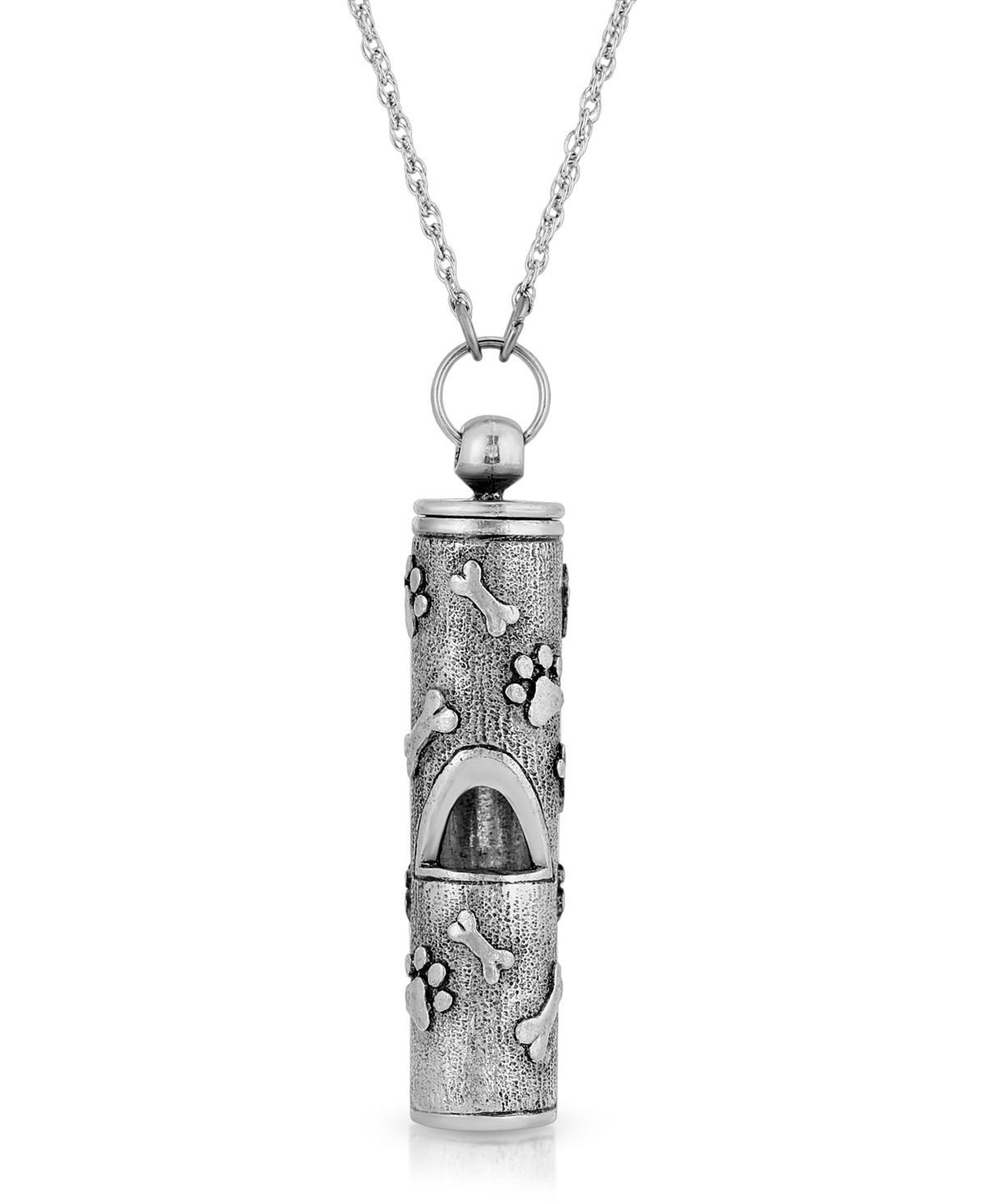 1928 Jewelry Pewter Dog Bone Paw Prints Whistle Necklace Product Image