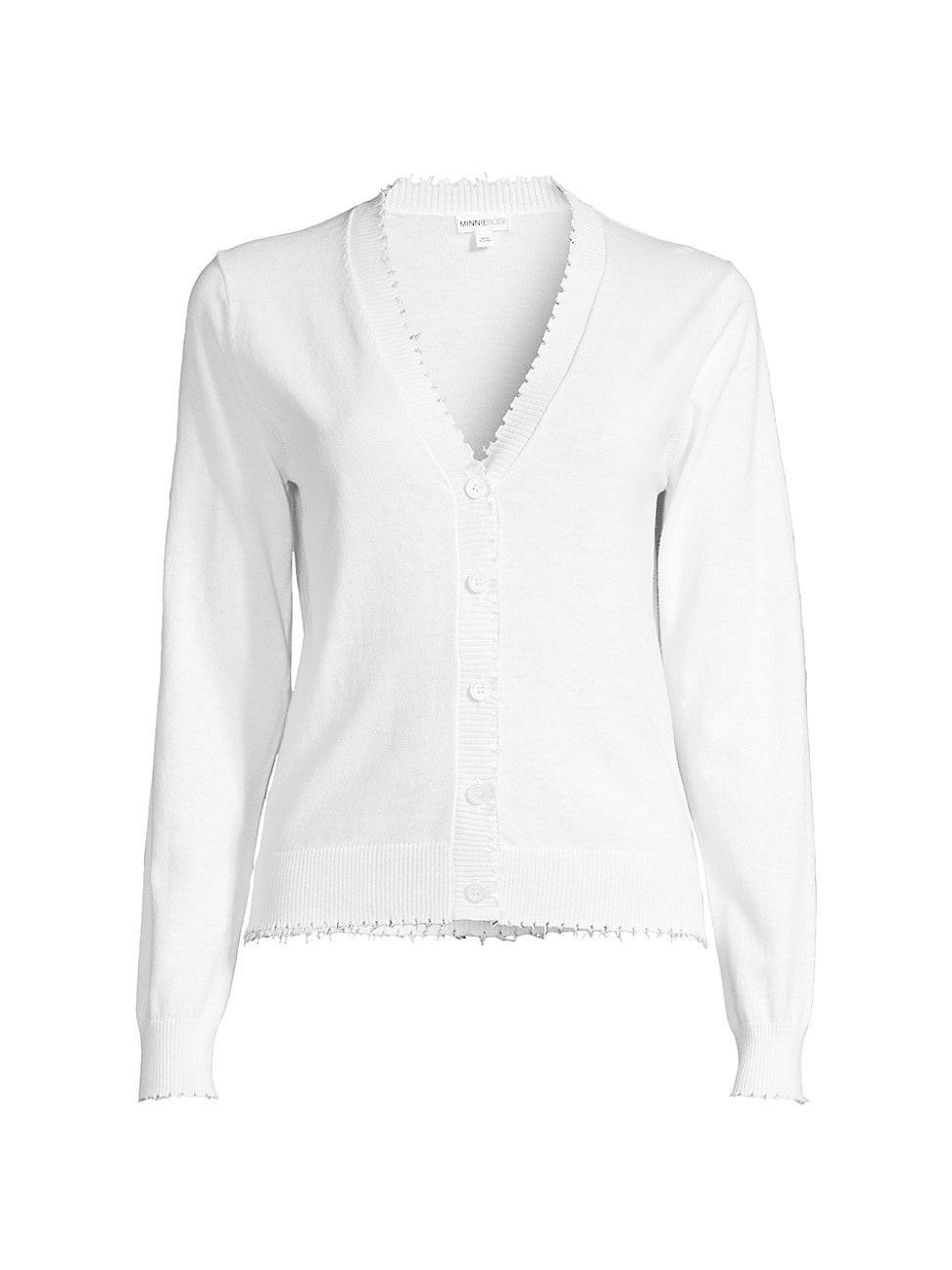 Womens Cotton-Cashmere Frayed Cardigan Product Image