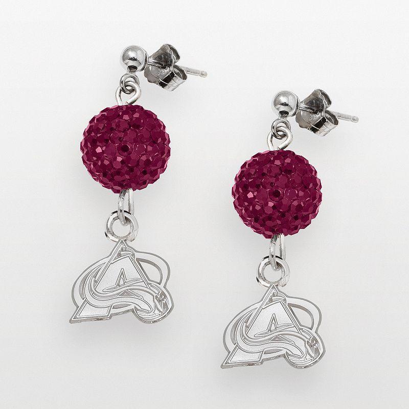 LogoArt Colorado Avalanche Sterling Silver Crystal Ball Drop Earrings, Womens Product Image