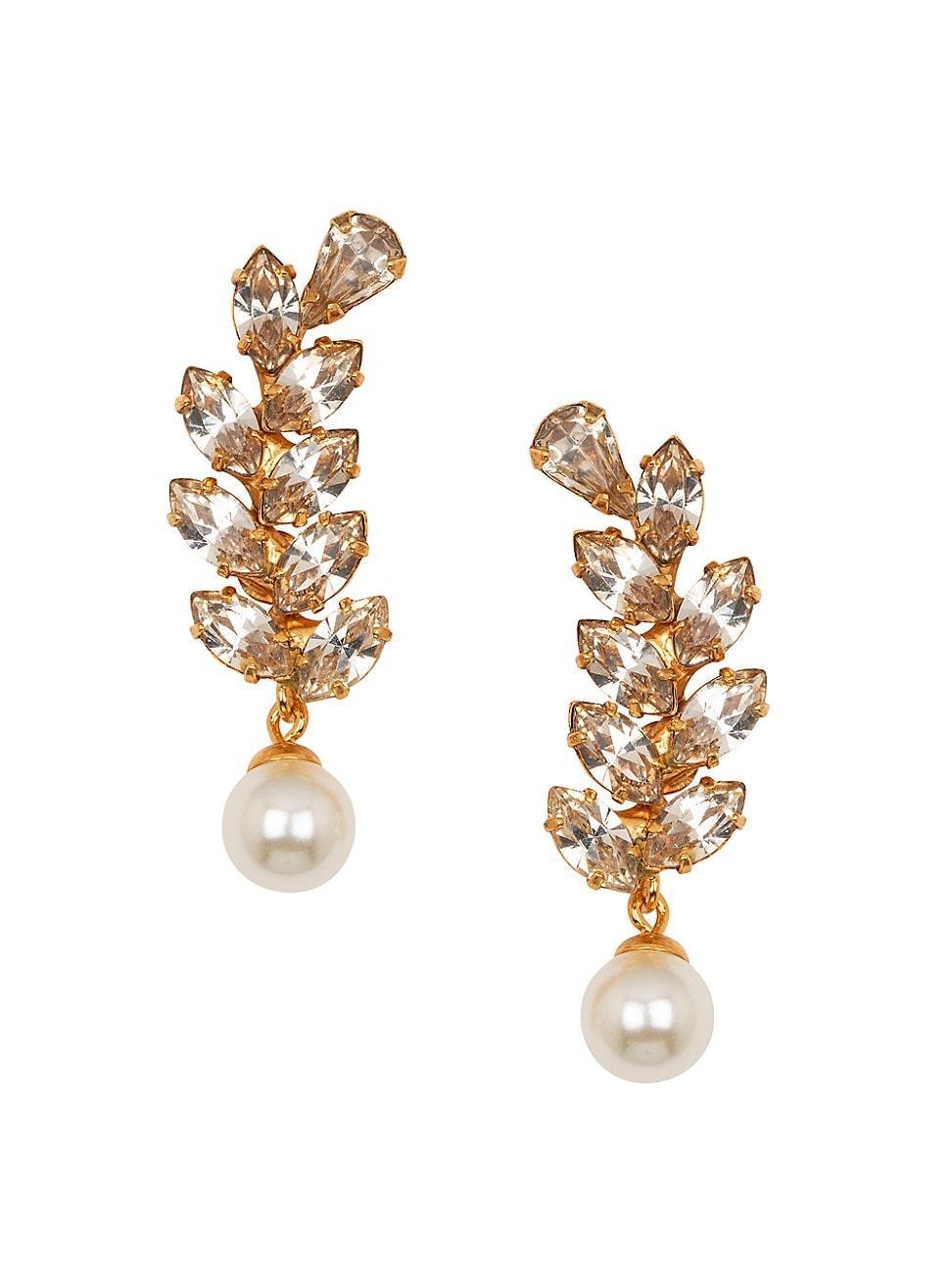 Womens Verla 18K-Gold-Plated, Glass Crystal & Imitation Pearl Drop Earrings Product Image