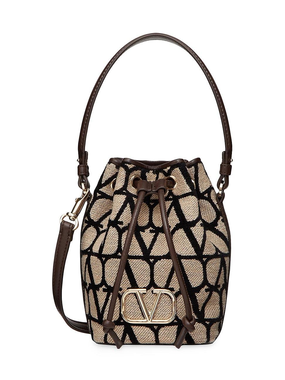 Womens Mini Vlogo Signature Bucket Bag in Toile Iconographe Product Image