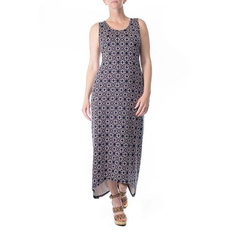 Womens Nina Leonard Printed High-Low Maxi Dress Blue Blush Product Image