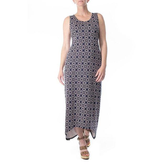 Womens Nina Leonard Printed High-Low Maxi Dress Med Blue Product Image