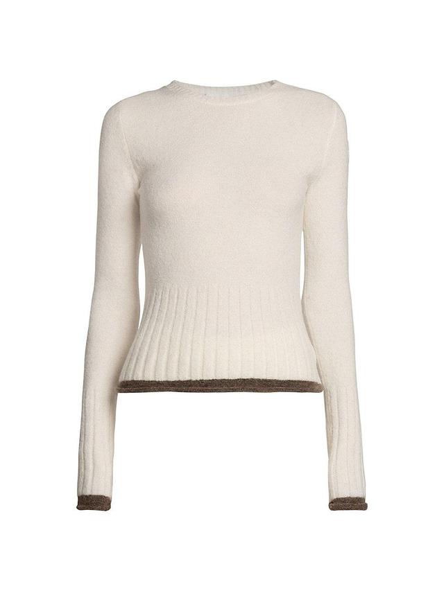 Womens Soft Ribbed Alpaca Wool Knit Crewneck Sweater Product Image