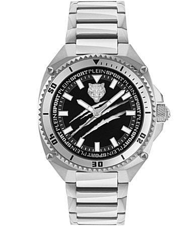 Philipp Plein Mens Thunder Force Black Dial Analog Silver Stainless Steel Bracelet Watch Product Image