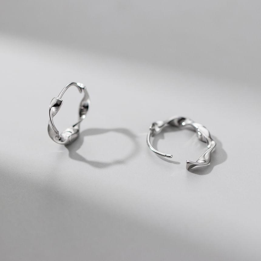 S925 Sterling Silver Twisted Huggie Earring Product Image