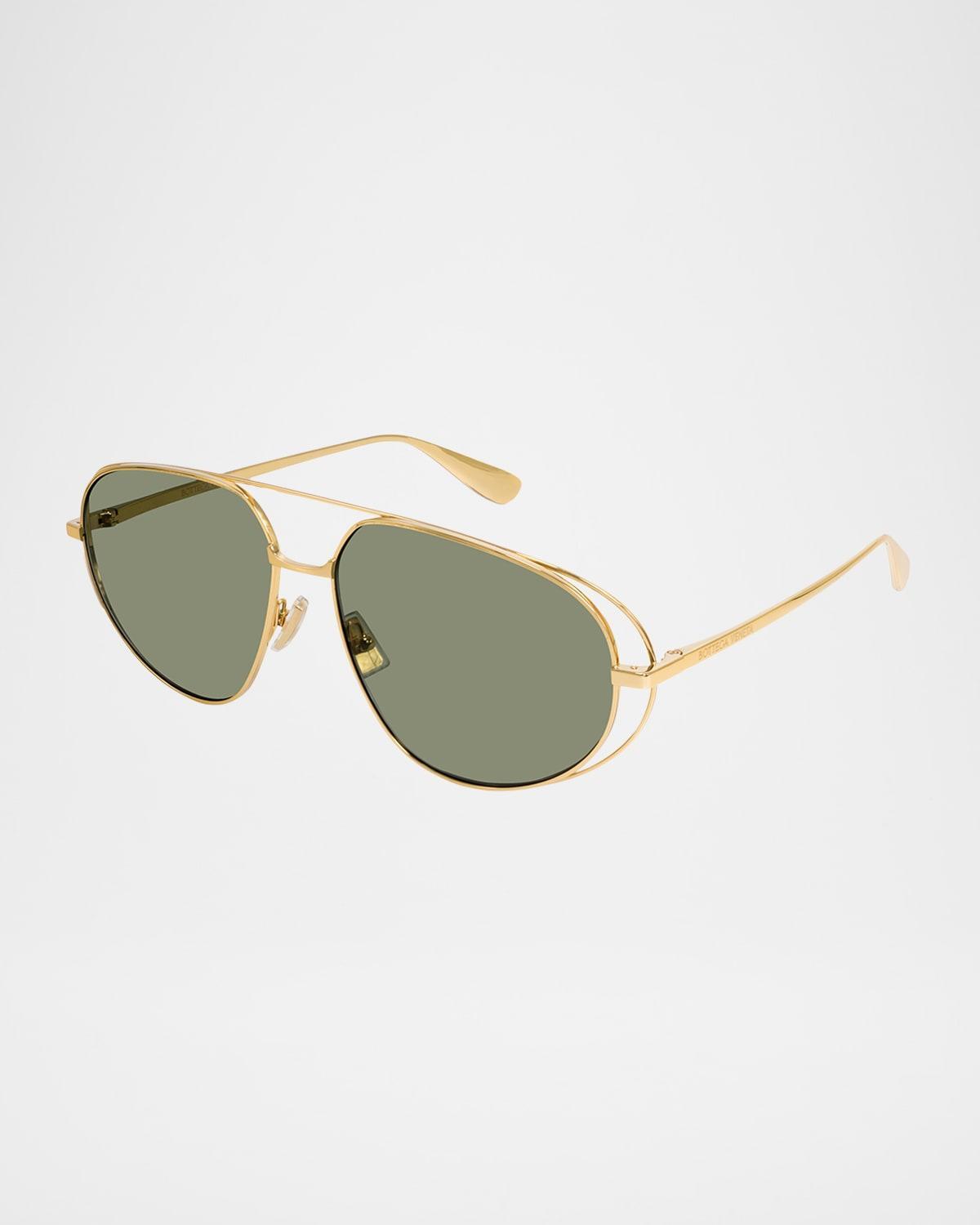 61mm Pilot Sunglasses In Gold Product Image