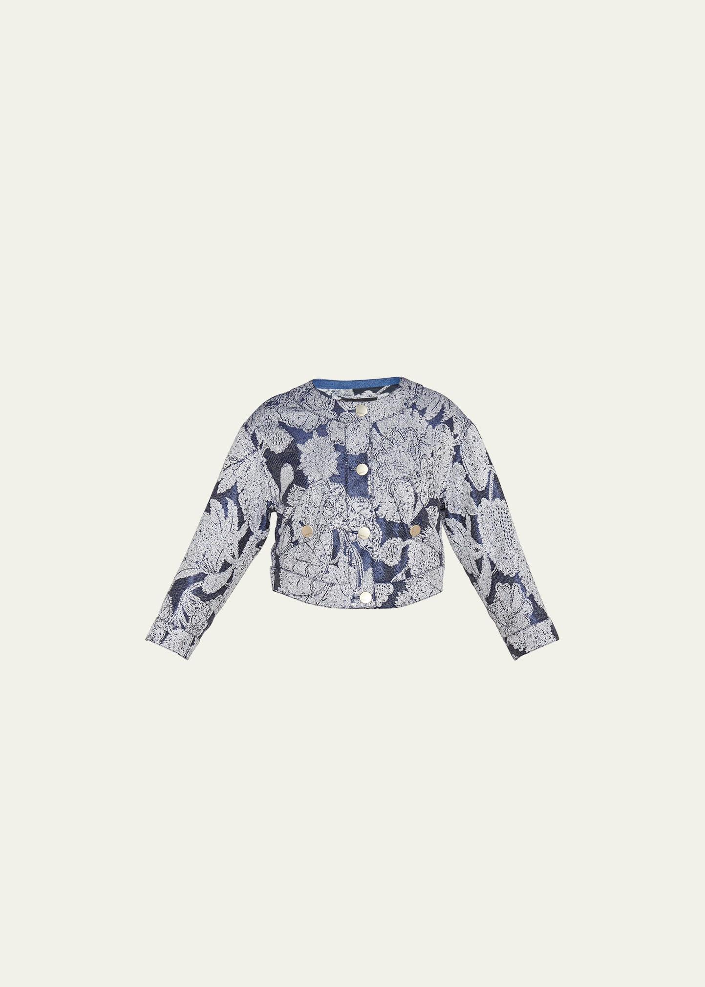 Womens Floral Jacquard Cropped Jacket Product Image