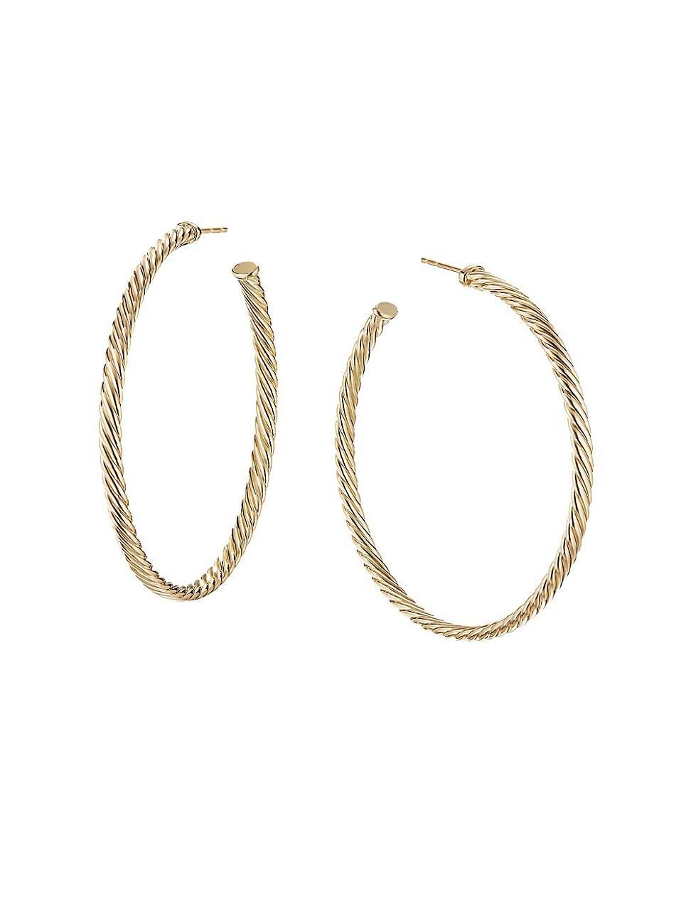 Womens Cable Spira 18K Yellow Gold Hoop Earrings Product Image