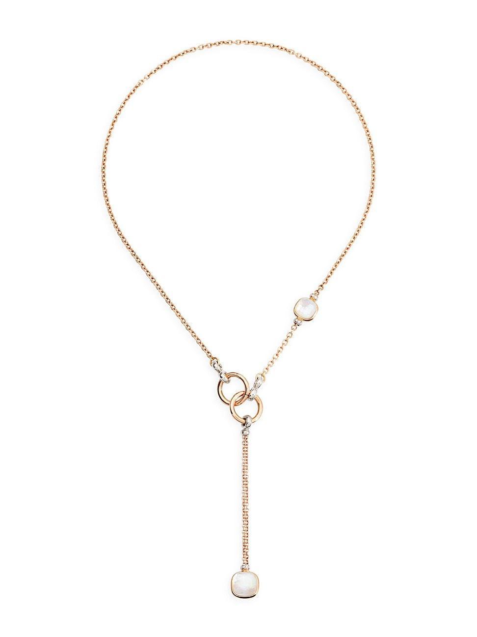 Nudo 18K Rose & White Gold, Diamond, Topaz & Mother-Of-Pearl Lariat Necklace Product Image