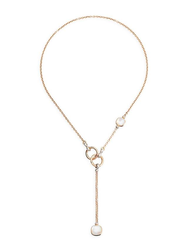 Womens Nudo 18K Rose & White Gold, Diamond, Topaz & Mother-Of-Pearl Lariat Necklace Product Image