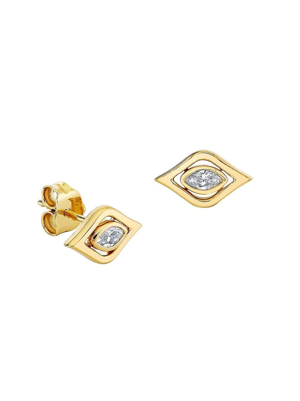 Womens Evil Eye 14K Yellow Gold & 0.10 TCW Diamond Stud Earrings Product Image