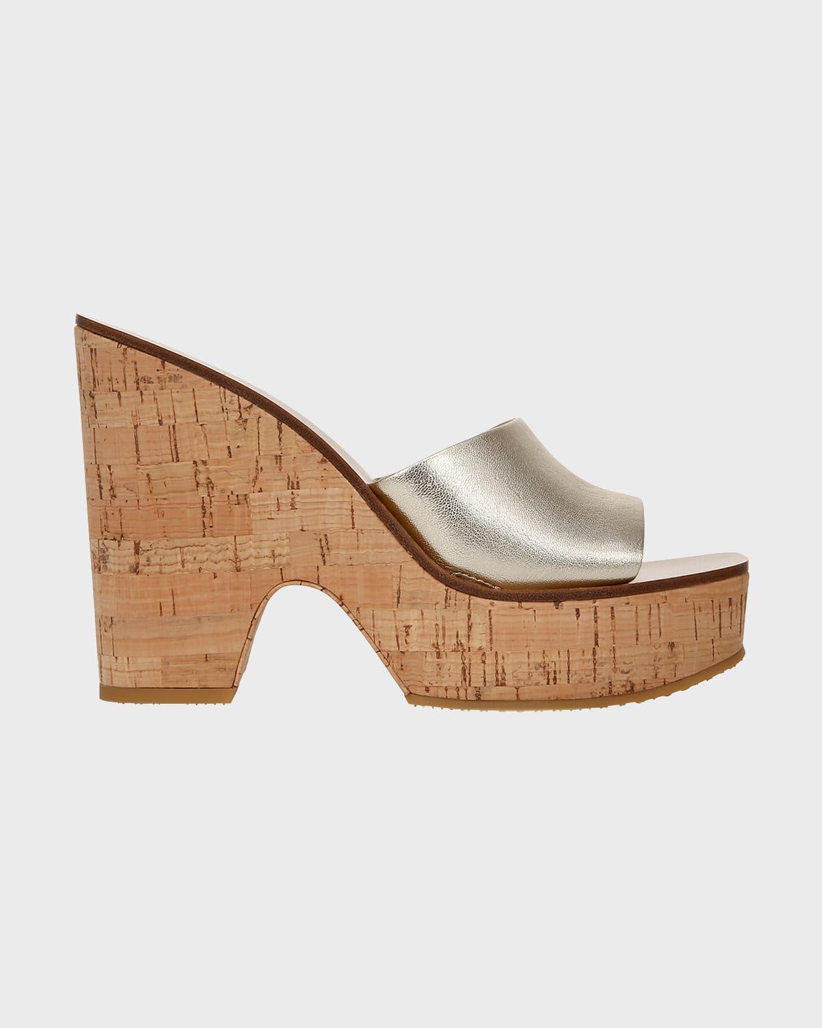 Paulita Metallic Cork Slide Sandals Product Image