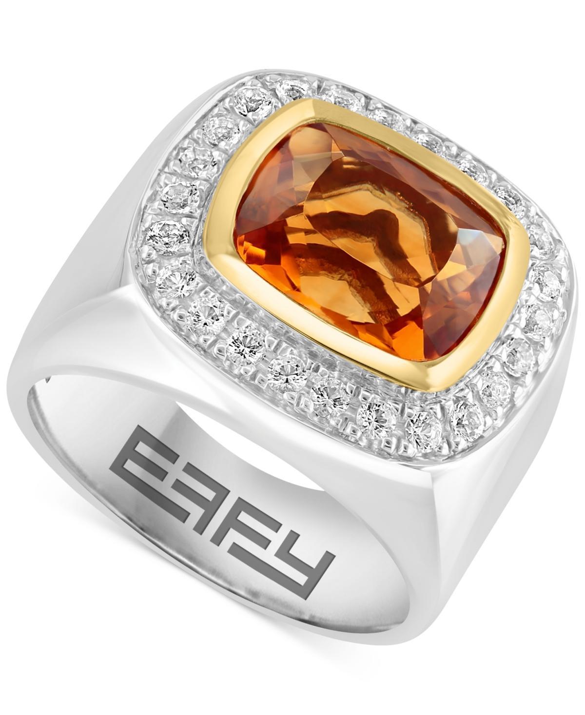 Effy Mens Madeira Citrine (6 ct. t.w.) & White Topaz (3/4 ct. t.w.) Ring 18K Gold-Plate - Sterling Silver Product Image