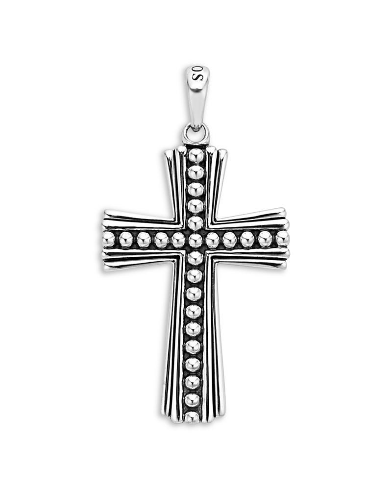 Lagos Mens Sterling Silver Anthem Caviar Bead Cross Pendant - Exclusive Product Image