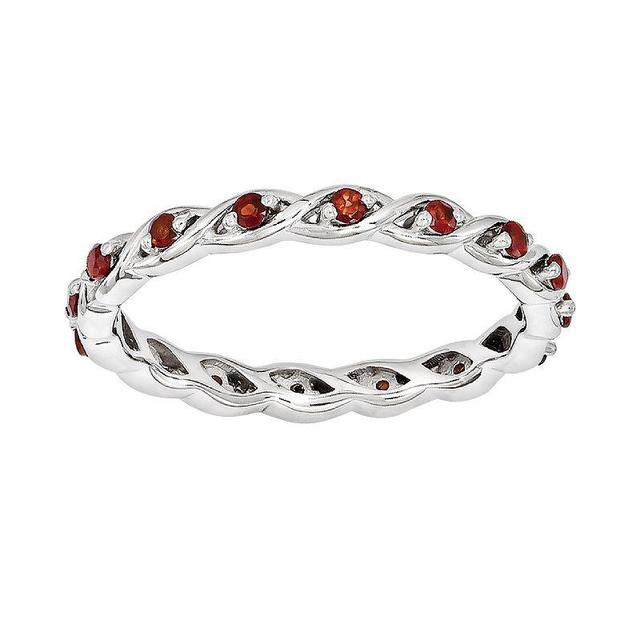 Stacks & Stones Sterling Silver Garnet Stack Ring, Womens Red Product Image