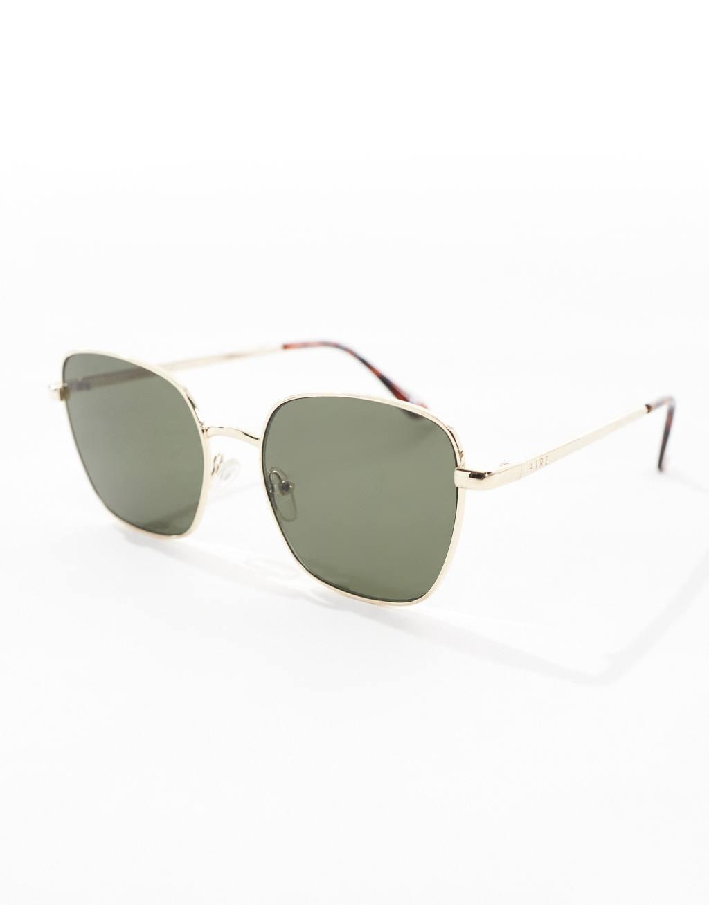 AIRE spiral round metal sunglasses in gold Product Image