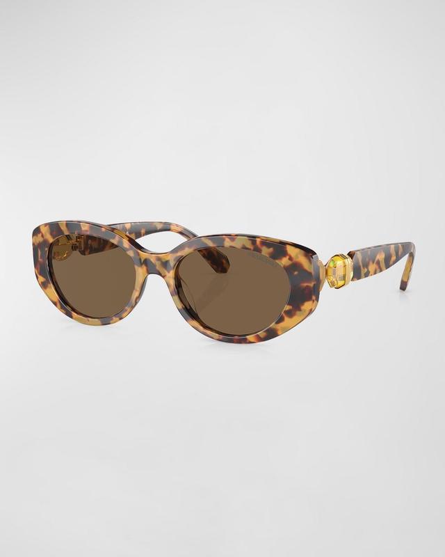 Crystal-Embellished Acetate Oval Sunglasses Product Image