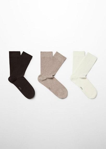 MANGO MAN - Pack of 3 cotton socks brownMen Product Image