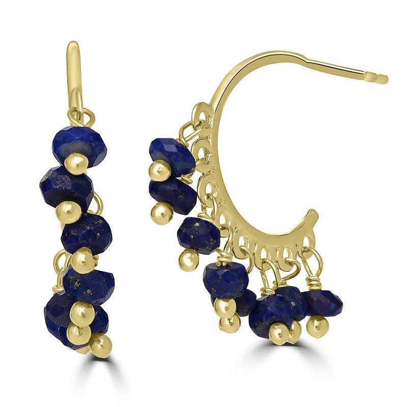 Gemistry 14k Gold over Sterling Silver Gemstone Beaded Post C-Hoop Earrings, Womens Product Image