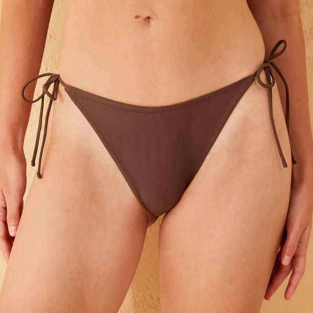 Womens Thin Strap Low-Rise High Leg Cheeky Bikini Bottom - Wild Fable Brown XL Product Image