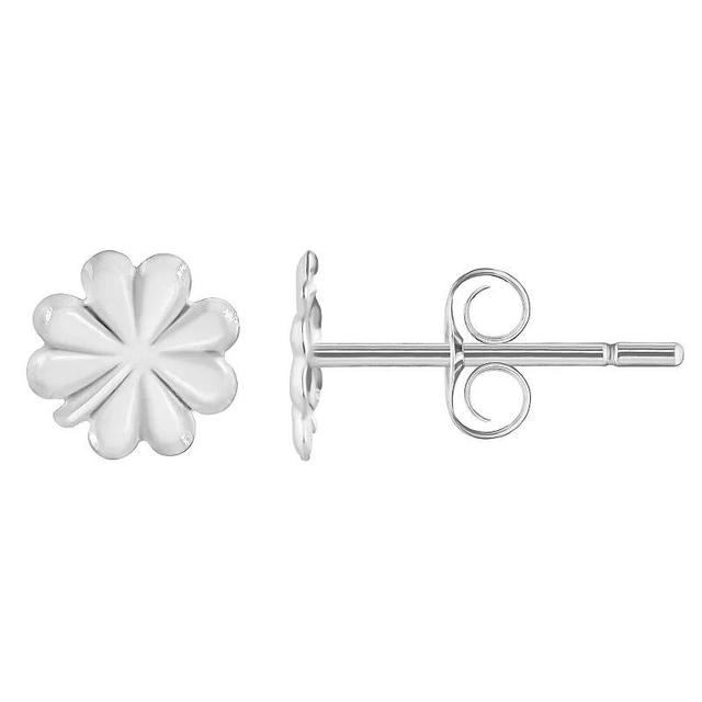 4 Leaf Clover Stud Earrings, Womens, 14k White Gold Product Image