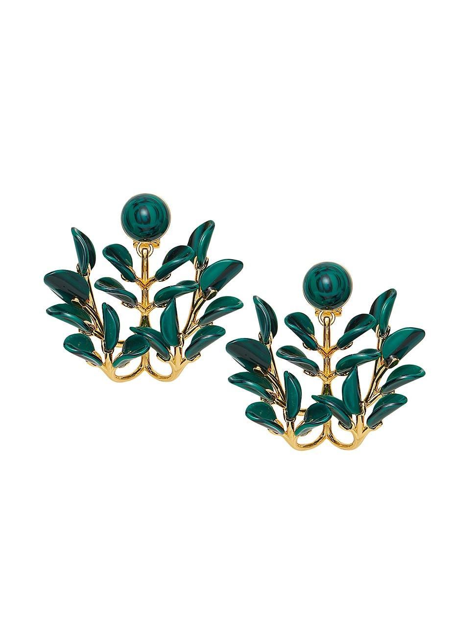 Womens Vine Leaf 14K Gold-Plated & Acetate Chandelier Earrings product image