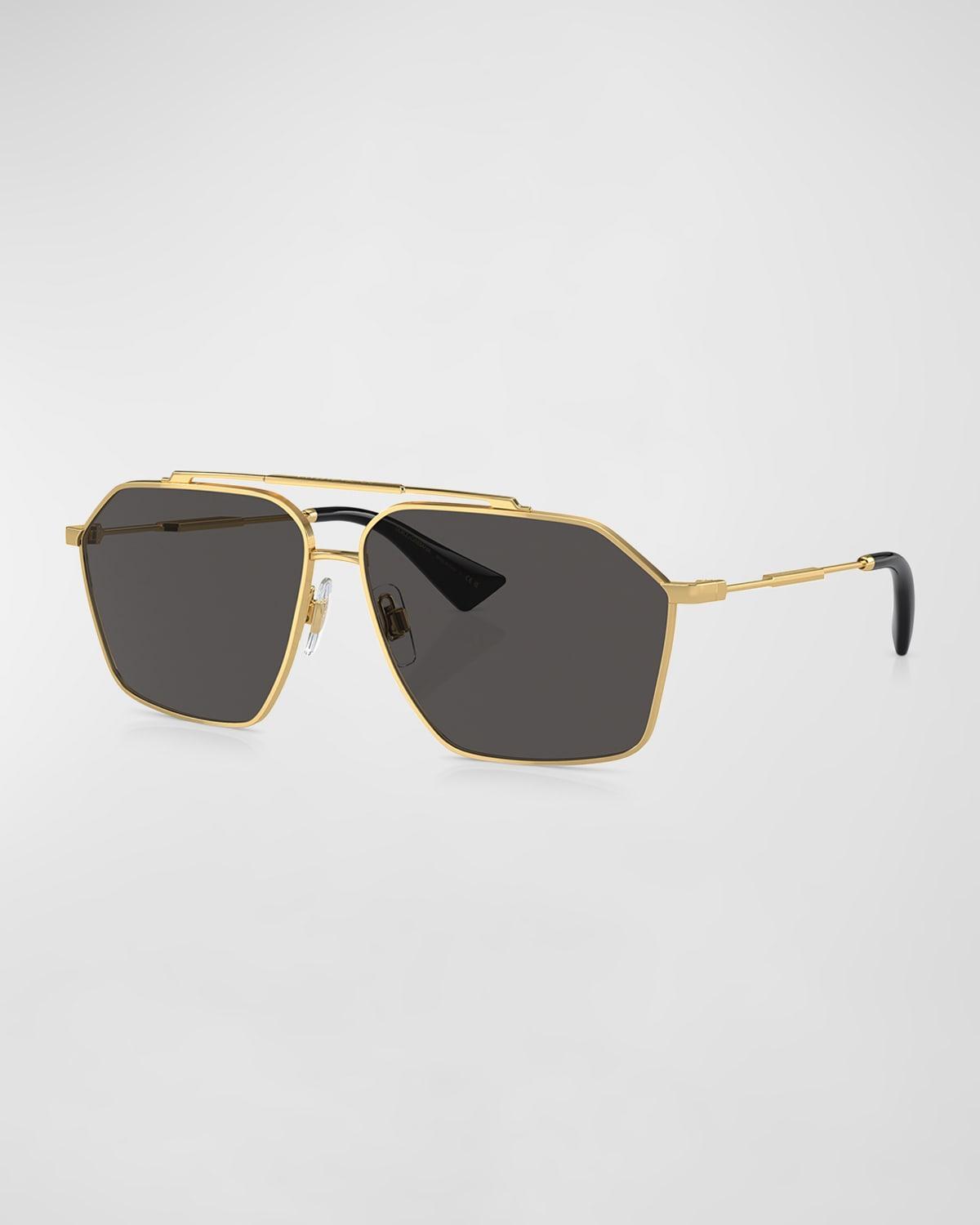 Mens dg2303 Double-Bridge Metal Aviator Sunglasses Product Image