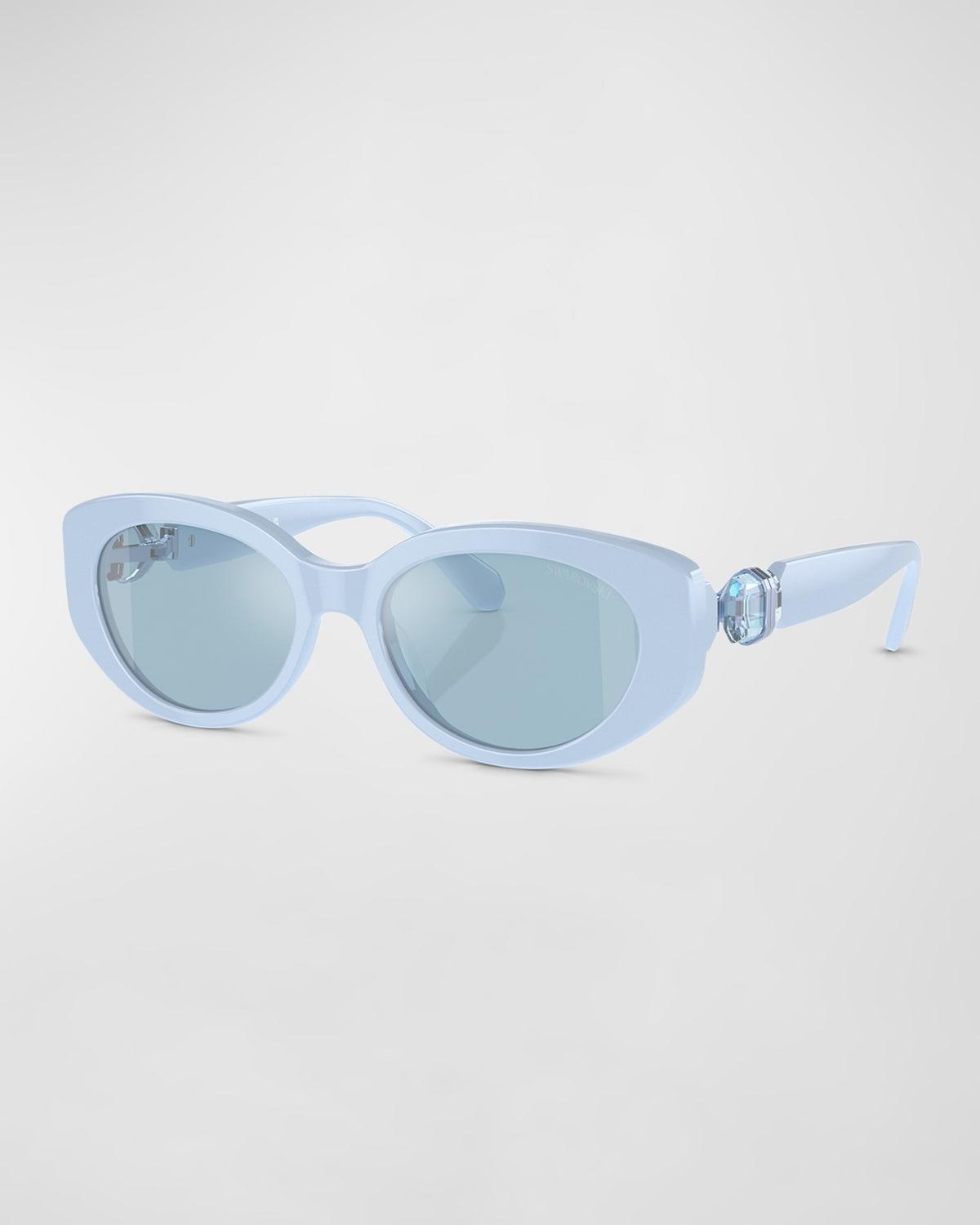 Geometric Logo Acetate & Plastic Rectangle Sunglasses Product Image