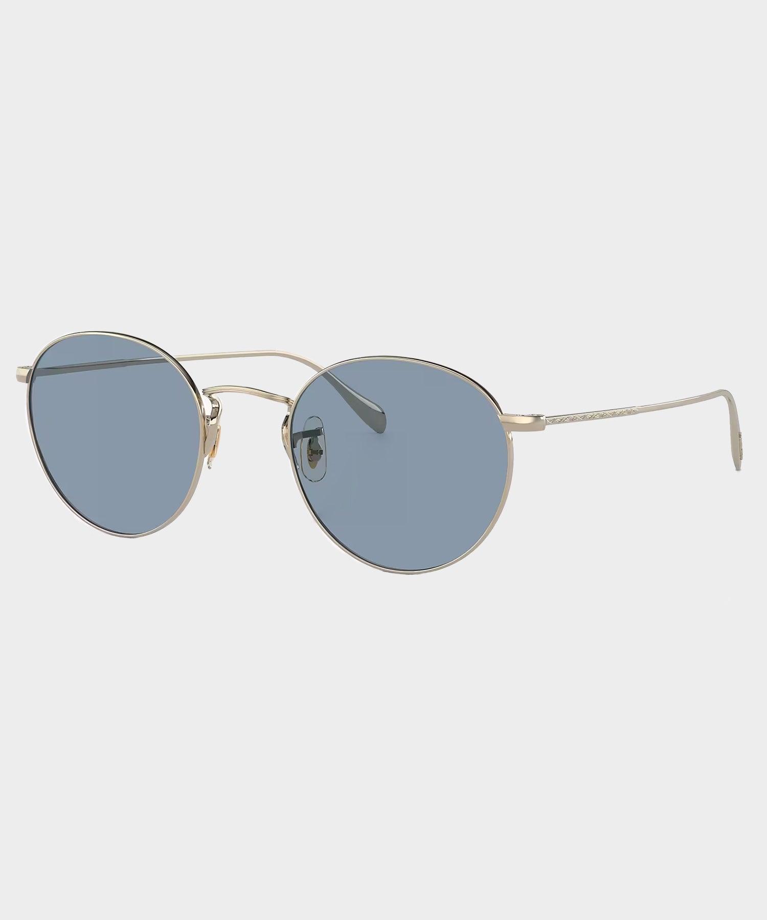 Oliver Peoples Coleridge Sunglasses in Gold With Cobalt Lenses Product Image