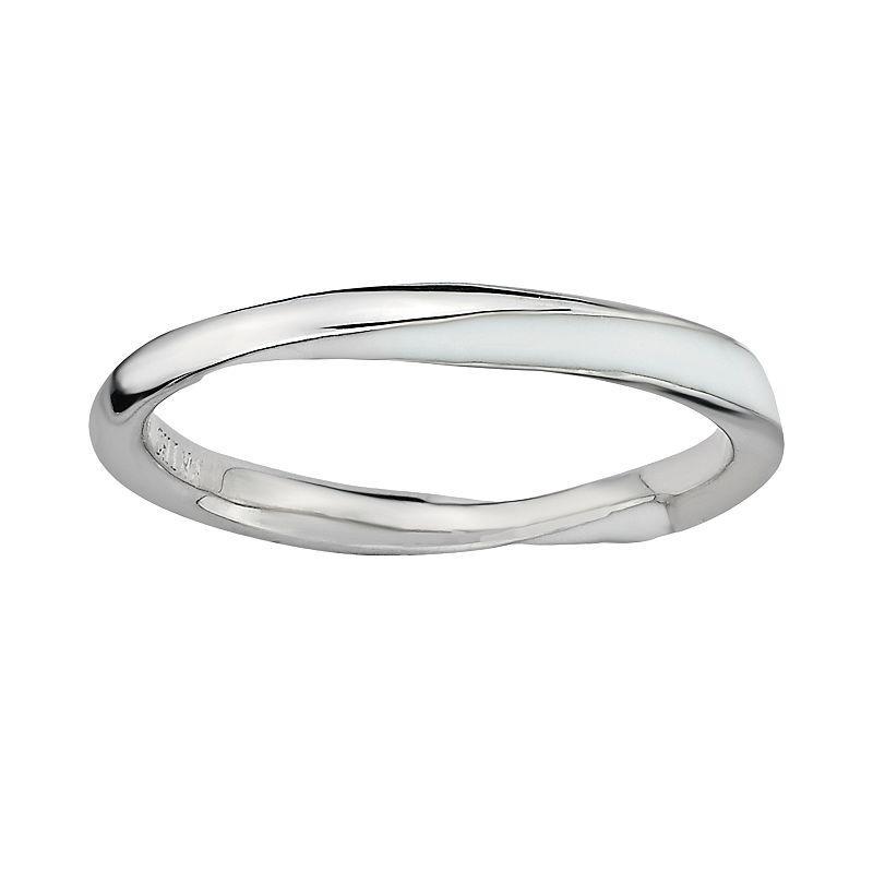 Stacks & Stones Sterling Silver White Enamel Twist Stack Ring, Womens Grey Product Image