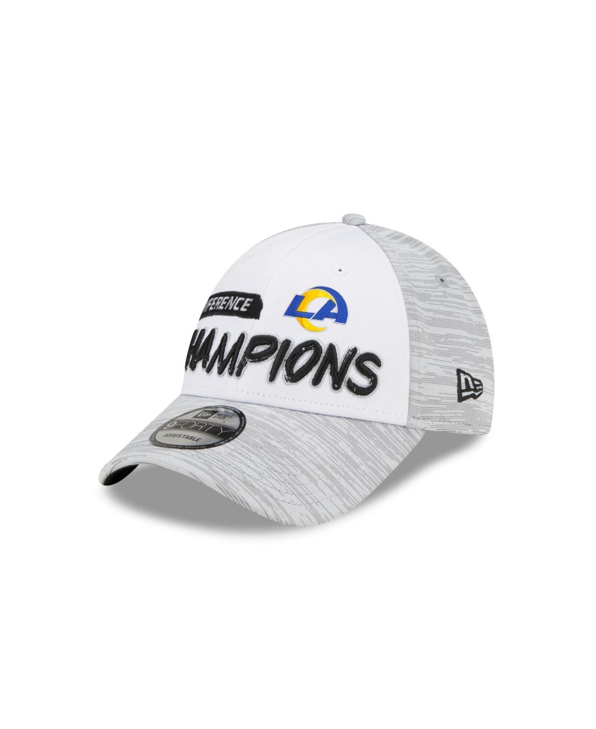 Mens New Era Los Angeles Rams Nfc Champions Locker Room 9FORTY Trucker Snapback Hat - White Product Image