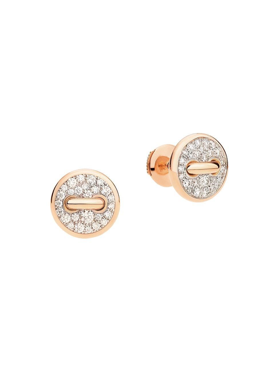 Womens Pom Pom Dot 18K Rose Gold & 0.40 TCW Diamond Button Stud Earrings Product Image