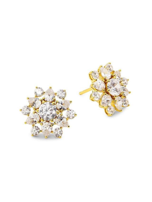 Womens Dahlia Floral 18K Gold-Plated & Cubic Zirconia Cluster Stud Earrings Product Image