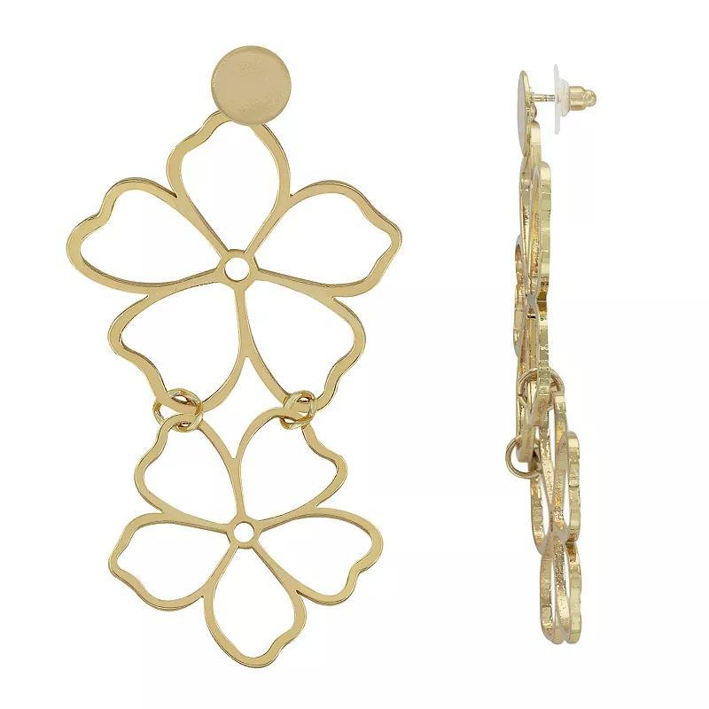 PANNEE BY PANACEA Gold Tone Post Flower Drop Earrings, Womens, None Product Image