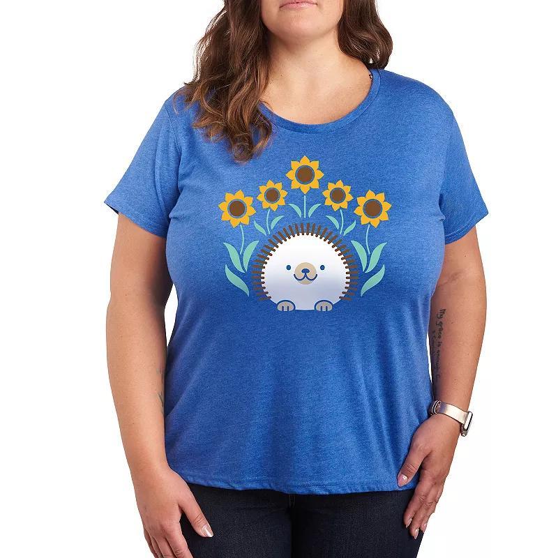 Plus Hedgehog And Sunflowers Graphic Tee, Womens Product Image