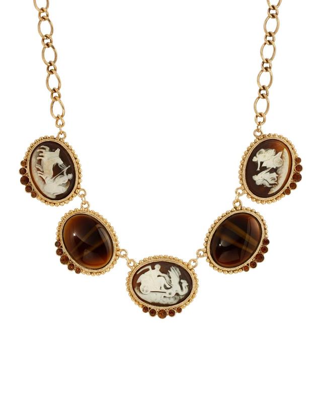 1928 Oval Cameo Collar Necklace, Womens, Brown Product Image