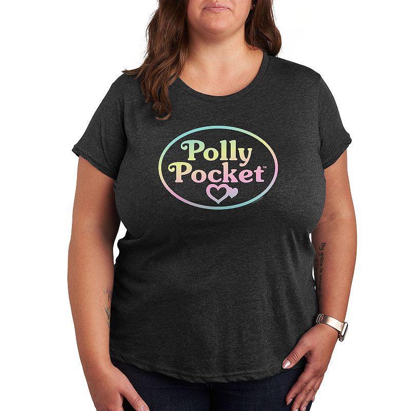 Plus Polly Pocket Ombre Logo Graphic Tee, Womens Grey Royal Blue Product Image