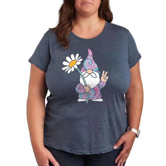 Plus Tie Dye Gnome With Daisy Graphic Tee, Womens Product Image