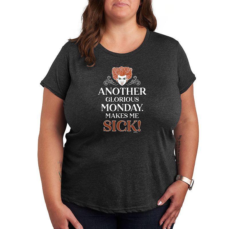 Disneys Hocus Pocus Glorious Monday Plus Size Graphic Tee, Womens Grey Gray Product Image